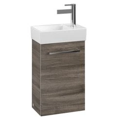 Villeroy and Boch Avento Stone Oak 360mm Wall Hung Vanity Unit with Left Bowl Basin