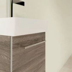 Villeroy and Boch Avento Stone Oak 360mm Wall Hung Vanity Unit with Right Bowl Basin -Cloakroom Vanity Units Shop SAVE32RK01 D4 460