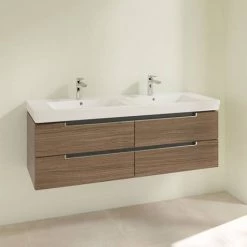Villeroy and Boch Subway 2.0 Arizona Oak 1300mm Wall Hung Double Basin Vanity Unit 7 Villeroy and Boch Subway 2.0 Arizona Oak 1300mm Wall Hung Double Basin Vanity Unit -Cloakroom Vanity Units Shop SBDB13AO D1 460