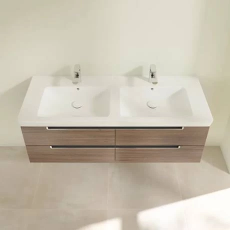 Villeroy and Boch Subway 2.0 Arizona Oak 1300mm Wall Hung Double Basin Vanity Unit 4 Villeroy and Boch Subway 2.0 Arizona Oak 1300mm Wall Hung Double Basin Vanity Unit - Image 4