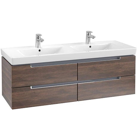 Villeroy and Boch Subway 2.0 Arizona Oak 1300mm Wall Hung Double Basin Vanity Unit 1 Villeroy and Boch Subway 2.0 Arizona Oak 1300mm Wall Hung Double Basin Vanity Unit