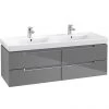 Villeroy and Boch Subway 2.0 Glossy Grey 1300mm Wall Hung Double Basin Vanity Unit
