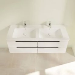 Villeroy and Boch Subway 2.0 Glossy White 1300mm Wall Hung Double Basin Vanity Unit 9 Villeroy and Boch Subway 2.0 Glossy White 1300mm Wall Hung Double Basin Vanity Unit -Cloakroom Vanity Units Shop SBDB13GW D3 460