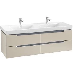 Villeroy and Boch Subway 2.0 Soft Grey 1300mm Wall Hung Double Basin Vanity Unit