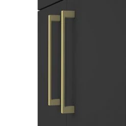 Arezzo 500 Matt Black Floor Standing Vanity Unit with Brushed Brass Handles -Cloakroom Vanity Units Shop Soft Black Brass Handles01 460