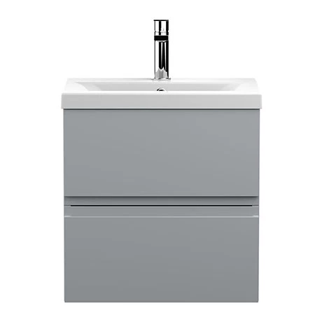 Hudson Reed Urban Satin Grey 500mm Wall Hung 2-Drawer Vanity Unit - URB202A 1 Hudson Reed Urban Satin Grey 500mm Wall Hung 2-Drawer Vanity Unit - URB202A