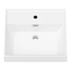 Valencia 450 Gloss White Minimalist Wall Hung Vanity Unit with Matt Black Handle -Cloakroom Vanity Units Shop V4WWHMB d4 460