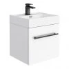 Valencia 450 Gloss White Minimalist Wall Hung Vanity Unit with Matt Black Handle