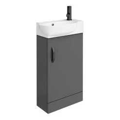 Valencia Perla Floor Standing Vanity incl. Matt Black Handle (Gloss Grey - 450mm Wide)