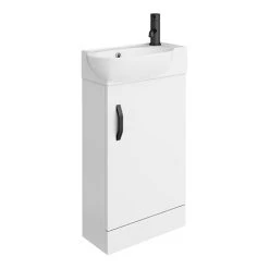 Valencia Perla Floor Standing Vanity incl. Matt Black Handle (Gloss White - 450mm Wide)