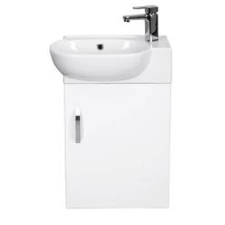 Valencia Perla Wall Hung Cloakroom Vanity (Gloss White - 450mm Wide) -Cloakroom Vanity Units Shop VPWHGW45 d5 460