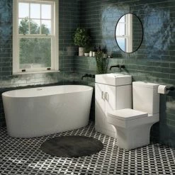 Nova Vanity 0TH Sink With Cabinet - 450mm Modern High Gloss White -Cloakroom Vanity Units Shop VTFW450 0TH d3 460 1