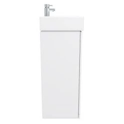 Nova Vanity Sink With Cabinet - 450mm Modern High Gloss White (Flat Packed) -Cloakroom Vanity Units Shop VTFW450 D5 460 1