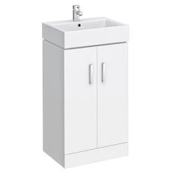 Nova Vanity Sink With Cabinet - 450mm Modern High Gloss White (Flat Packed)